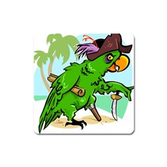 Parrot Hat Cartoon Captain Square Magnet by Sarkoni