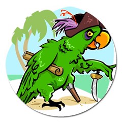 Parrot Hat Cartoon Captain Magnet 5  (round) by Sarkoni