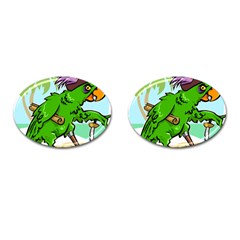 Parrot Hat Cartoon Captain Cufflinks (oval) by Sarkoni