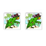 Parrot Hat Cartoon Captain Cufflinks (Square) Front(Pair)