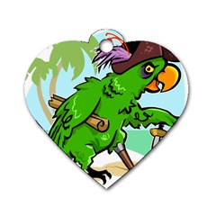 Parrot Hat Cartoon Captain Dog Tag Heart (two Sides) by Sarkoni