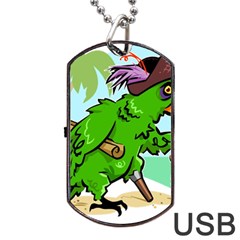 Parrot Hat Cartoon Captain Dog Tag Usb Flash (two Sides) by Sarkoni