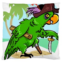 Parrot Hat Cartoon Captain Large Cushion Case (two Sides) by Sarkoni