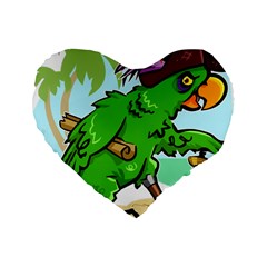 Parrot Hat Cartoon Captain Standard 16  Premium Heart Shape Cushions by Sarkoni