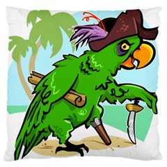 Parrot Hat Cartoon Captain Large Premium Plush Fleece Cushion Case (one Side) by Sarkoni