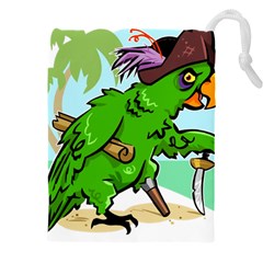 Parrot Hat Cartoon Captain Drawstring Pouch (4xl) by Sarkoni