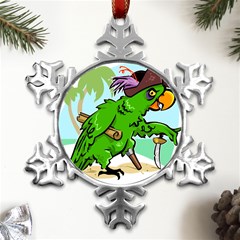 Parrot Hat Cartoon Captain Metal Small Snowflake Ornament by Sarkoni