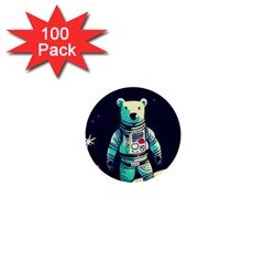 Bear Astronaut Futuristic 1  Mini Buttons (100 Pack)  by Bedest