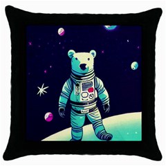 Bear Astronaut Futuristic Throw Pillow Case (black) by Bedest