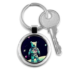 Bear Astronaut Futuristic Key Chain (round) by Bedest