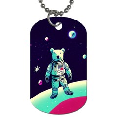 Bear Astronaut Futuristic Dog Tag (one Side) by Bedest