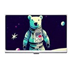 Bear Astronaut Futuristic Business Card Holder Front