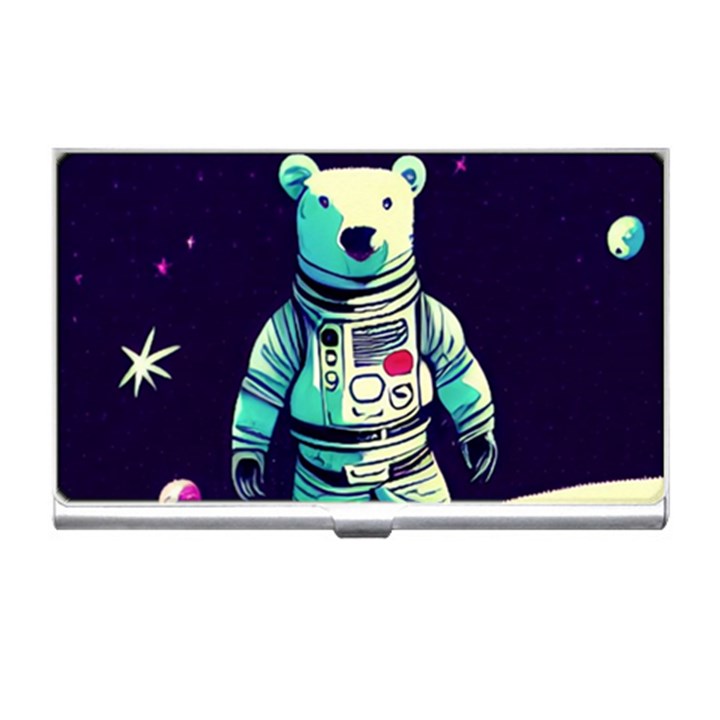 Bear Astronaut Futuristic Business Card Holder