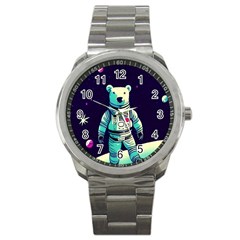 Bear Astronaut Futuristic Sport Metal Watch by Bedest