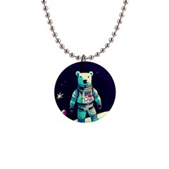 Bear Astronaut Futuristic 1  Button Necklace by Bedest