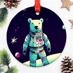 Bear Astronaut Futuristic Round Ornament (two Sides) by Bedest