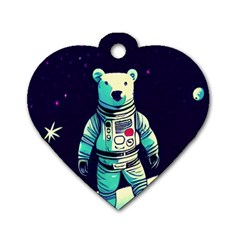 Bear Astronaut Futuristic Dog Tag Heart (one Side) by Bedest