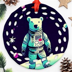 Bear Astronaut Futuristic Ornament (round Filigree) by Bedest