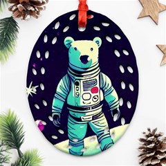 Bear Astronaut Futuristic Ornament (oval Filigree) by Bedest