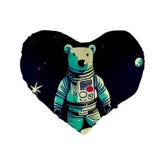 Bear Astronaut Futuristic Standard 16  Premium Heart Shape Cushions by Bedest