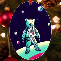 Bear Astronaut Futuristic Uv Print Acrylic Ornament Oval by Bedest