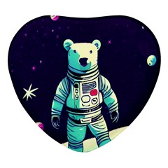 Bear Astronaut Futuristic Heart Glass Fridge Magnet (4 Pack) by Bedest