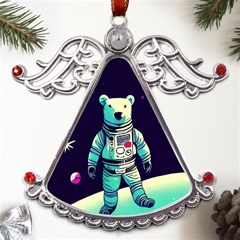 Bear Astronaut Futuristic Metal Angel With Crystal Ornament by Bedest