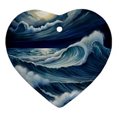 Waves Storm Sea Ornament (heart) by Bedest