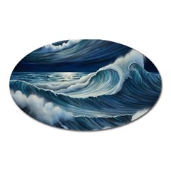 Waves Storm Sea Oval Magnet by Bedest