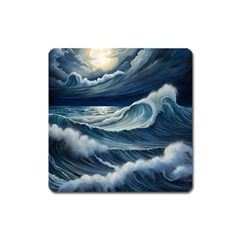 Waves Storm Sea Square Magnet by Bedest