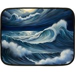 Waves Storm Sea Two Sides Fleece Blanket (Mini) 35 x27  Blanket Back