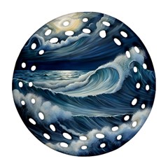 Waves Storm Sea Ornament (round Filigree) by Bedest