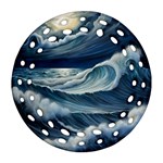 Waves Storm Sea Round Filigree Ornament (Two Sides) Front