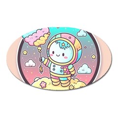 Boy Astronaut Cotton Candy Oval Magnet by Bedest