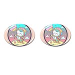 Boy Astronaut Cotton Candy Cufflinks (Oval) Front(Pair)