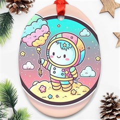 Boy Astronaut Cotton Candy Oval Ornament (two Sides) by Bedest