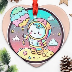 Boy Astronaut Cotton Candy Heart Ornament (two Sides) by Bedest