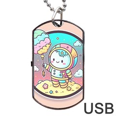 Boy Astronaut Cotton Candy Dog Tag Usb Flash (one Side) by Bedest