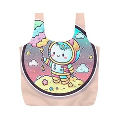 Boy Astronaut Cotton Candy Full Print Recycle Bag (m) by Bedest