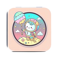 Boy Astronaut Cotton Candy Square Metal Box (black) by Bedest