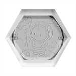 Boy Astronaut Cotton Candy Hexagon Wood Jewelry Box Front