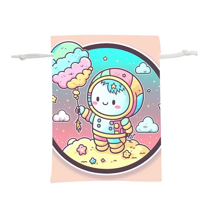 Boy Astronaut Cotton Candy Lightweight Drawstring Pouch (M)