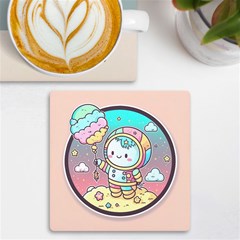 Boy Astronaut Cotton Candy Uv Print Square Tile Coaster  by Bedest