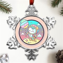 Boy Astronaut Cotton Candy Metal Small Snowflake Ornament by Bedest