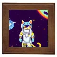 Cat Astronaut Space Retro Universe Framed Tile by Bedest