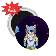 Cat Astronaut Space Retro Universe 2 25  Magnets (100 Pack)  by Bedest