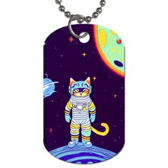 Cat Astronaut Space Retro Universe Dog Tag (one Side) by Bedest