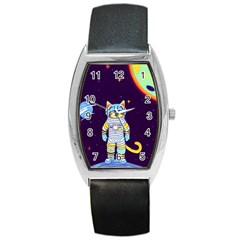 Cat Astronaut Space Retro Universe Barrel Style Metal Watch by Bedest