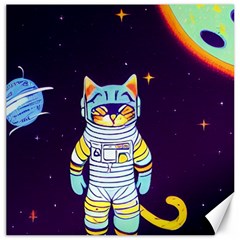 Cat Astronaut Space Retro Universe Canvas 16  X 16  by Bedest