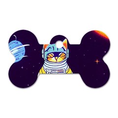 Cat Astronaut Space Retro Universe Dog Tag Bone (two Sides) by Bedest